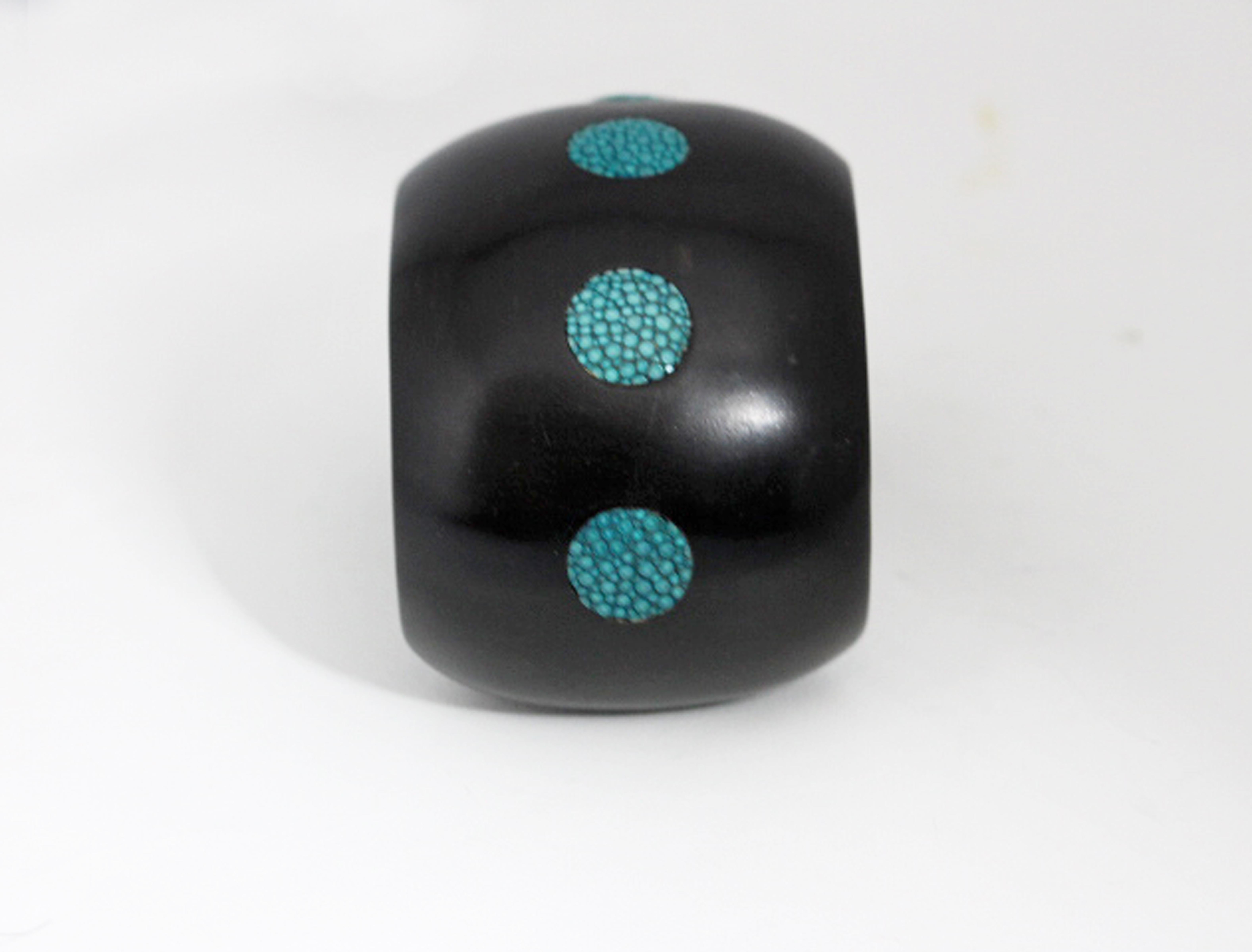 Light Blue Galuchat Black Wood Bracelet In New Condition For Sale In Milano, IT