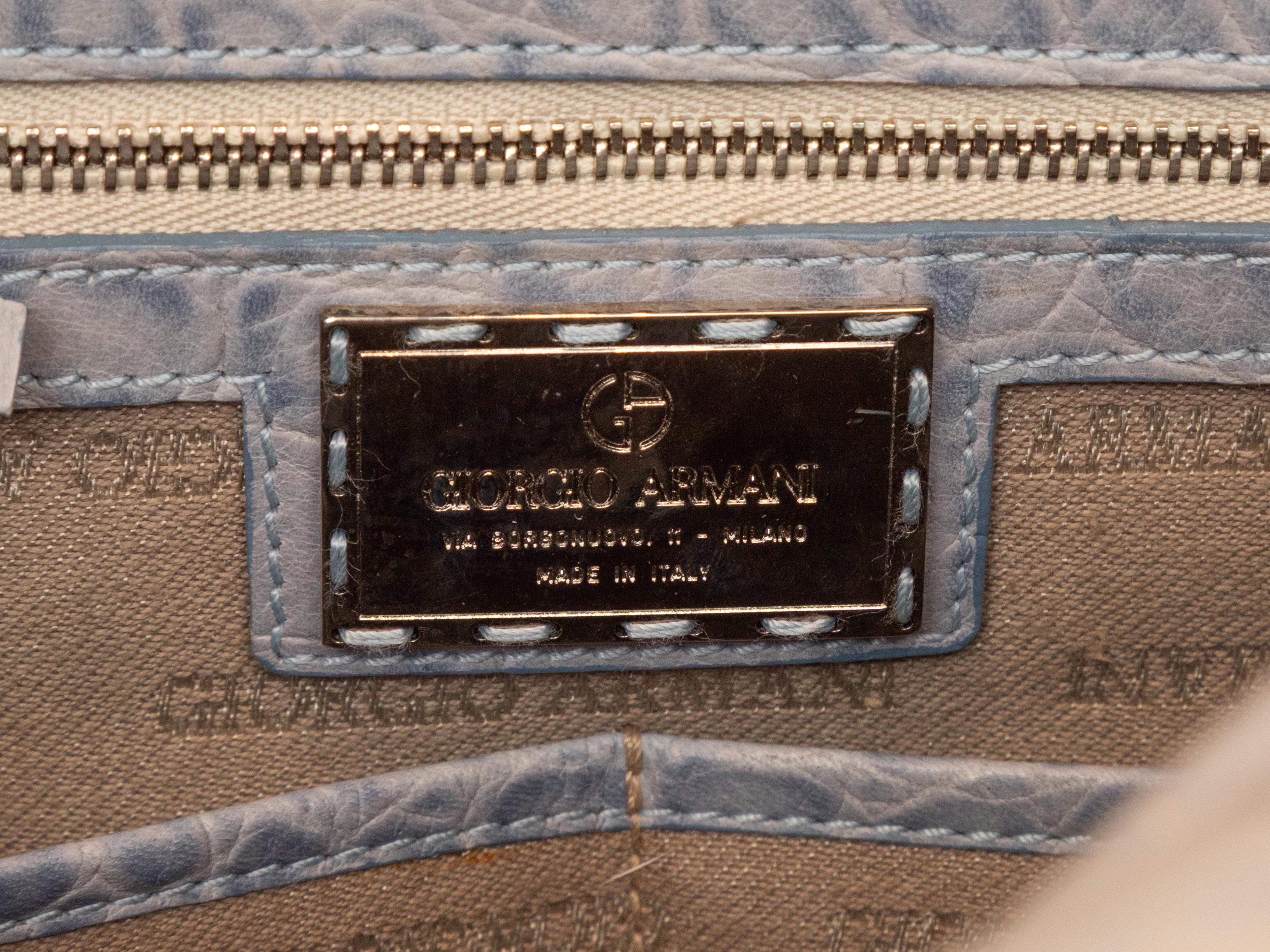 Hellblaue Giorgio Armani Top-Handle-Tasche aus geprägtem Leder im Angebot 1