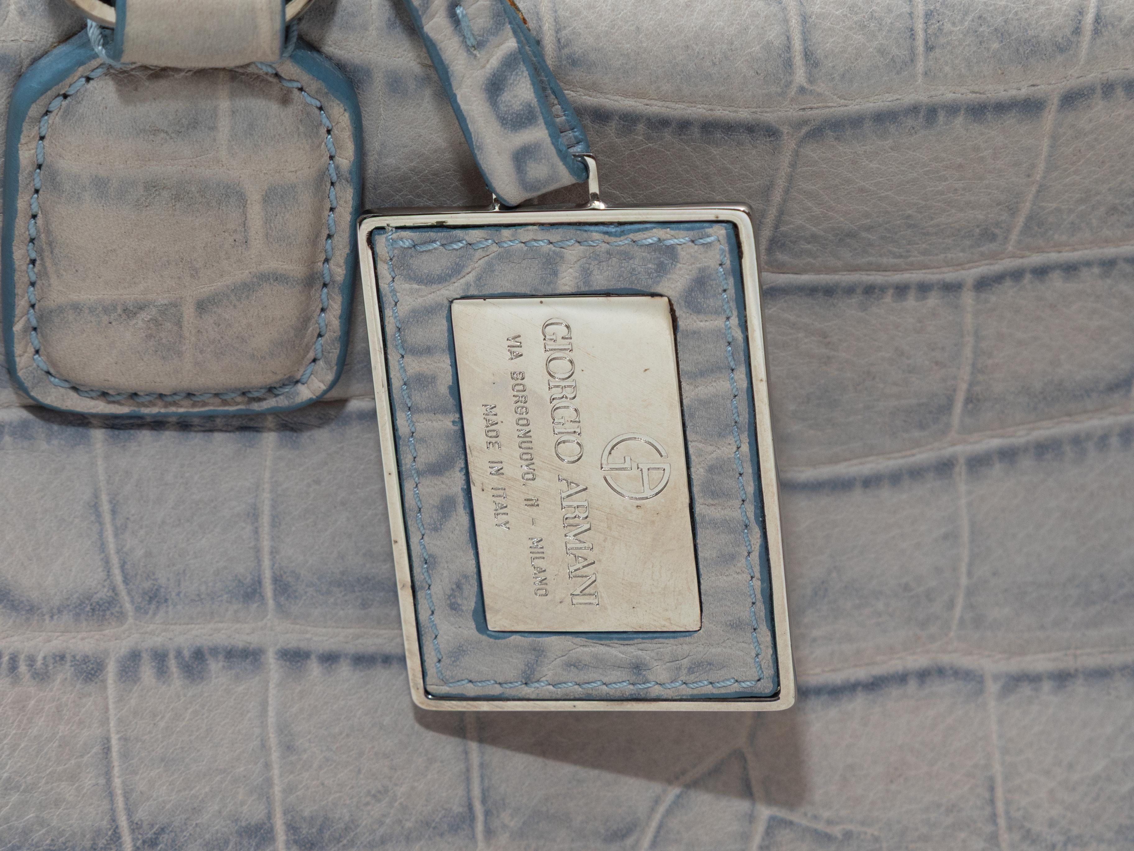 Hellblaue Giorgio Armani Top-Handle-Tasche aus geprägtem Leder im Angebot 3