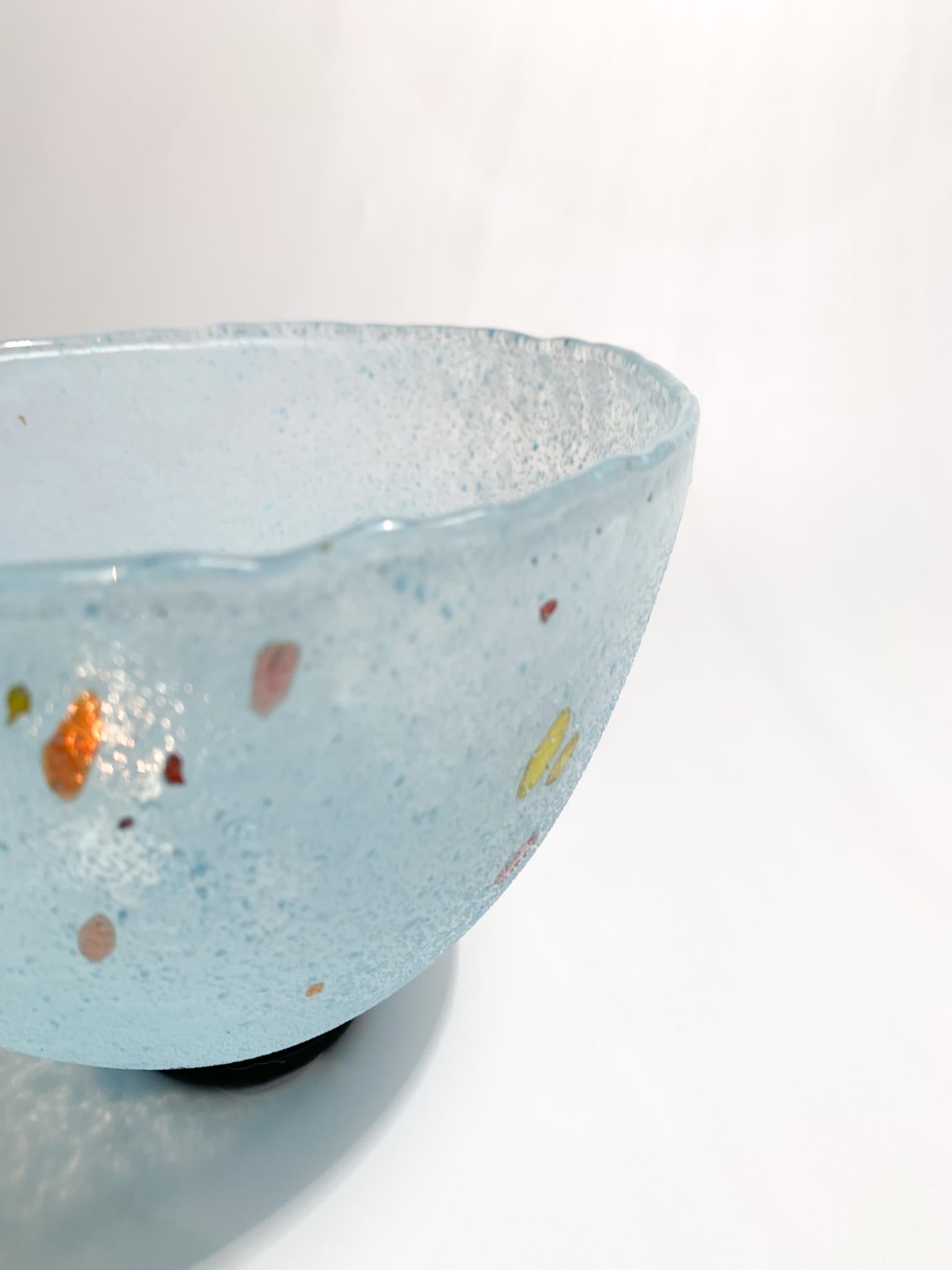 Mid-Century Modern Light Blue Glass Bowl by Bertil Vallien for Kosta Boda form the 90s