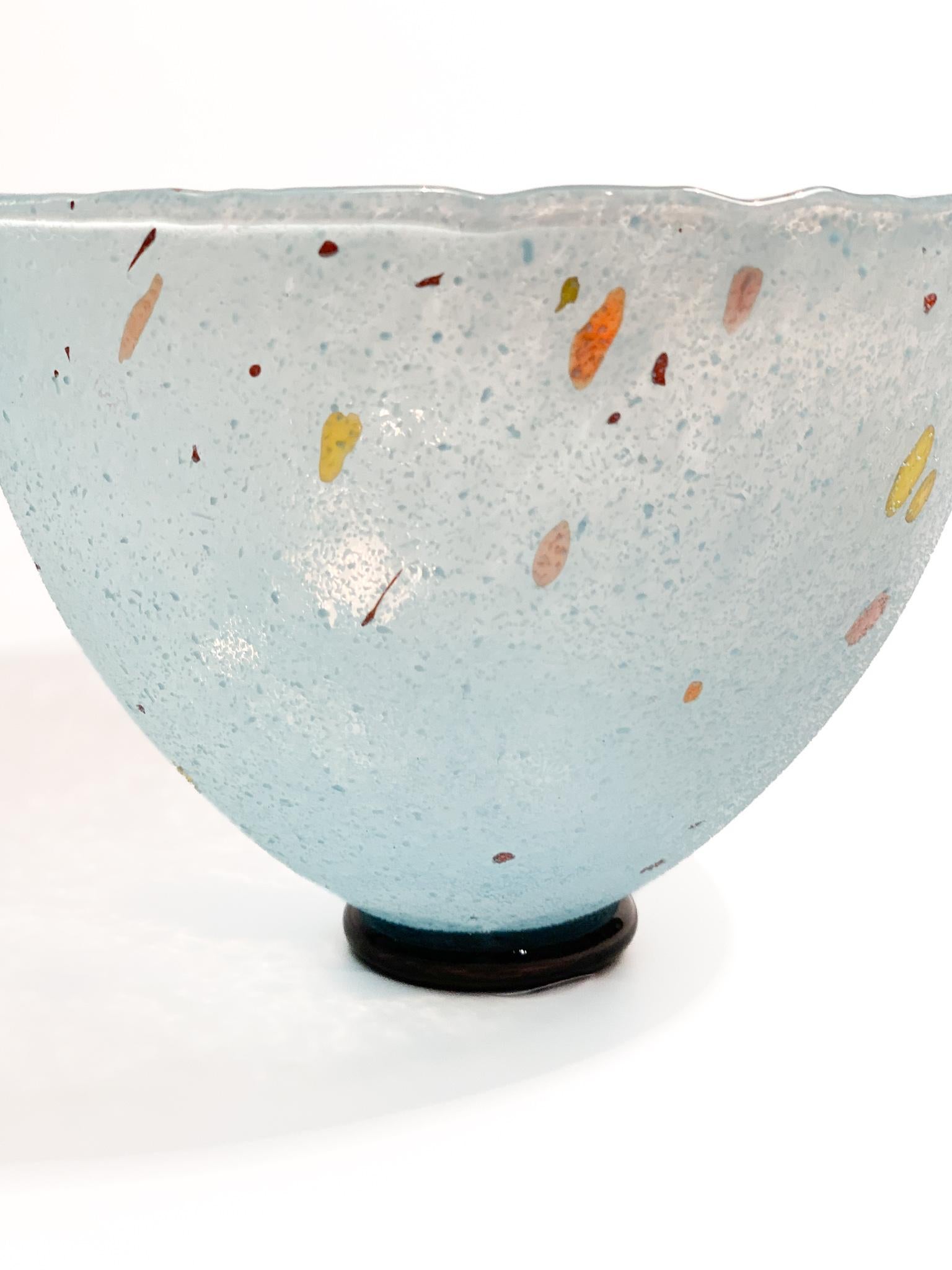 Swedish Light Blue Glass Bowl by Bertil Vallien for Kosta Boda form the 90s