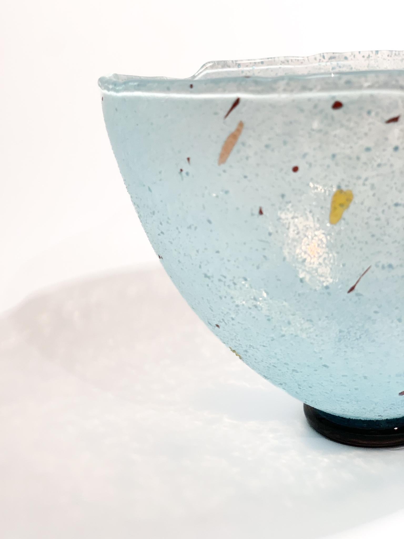 Late 20th Century Light Blue Glass Bowl by Bertil Vallien for Kosta Boda form the 90s