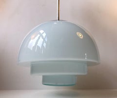 Light Blue Glass Ceiling Light, Scandinavian Functionalism, 1930s
