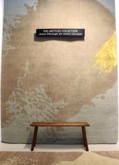 Light Blue Gray Gold Modernist Abstract Hand Knotted Rug