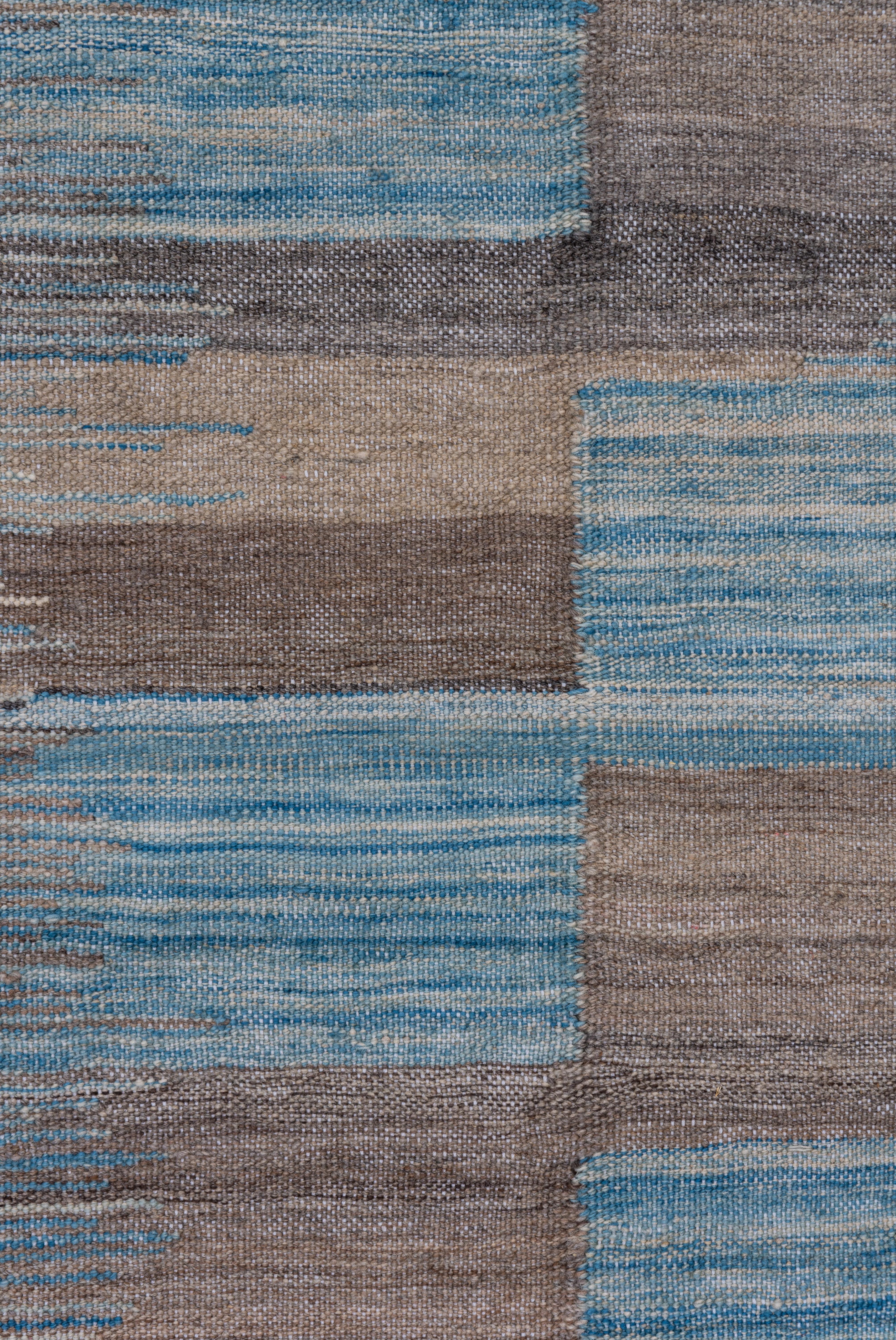 Wool Light Blue & Gray Scandinavian Design Flatweave Area Rug For Sale