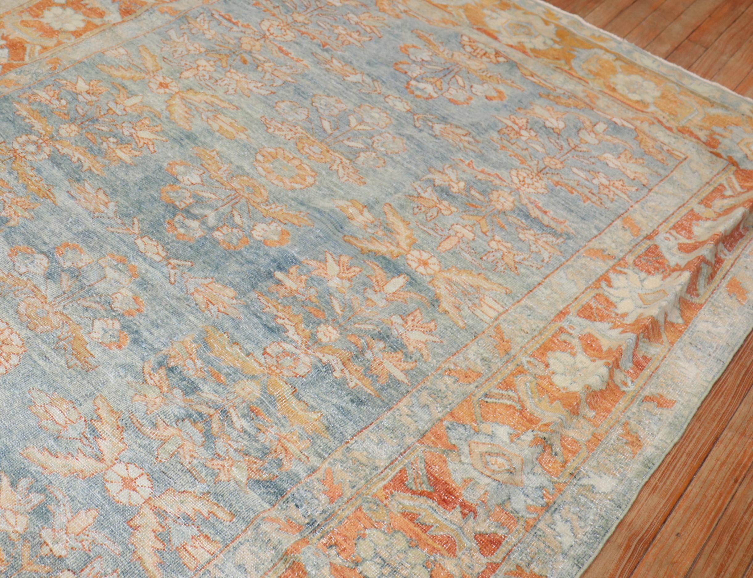 Hellblauer grüner antiker persischer Mahal Gallery Size Teppich (Frühes 20. Jahrhundert) im Angebot