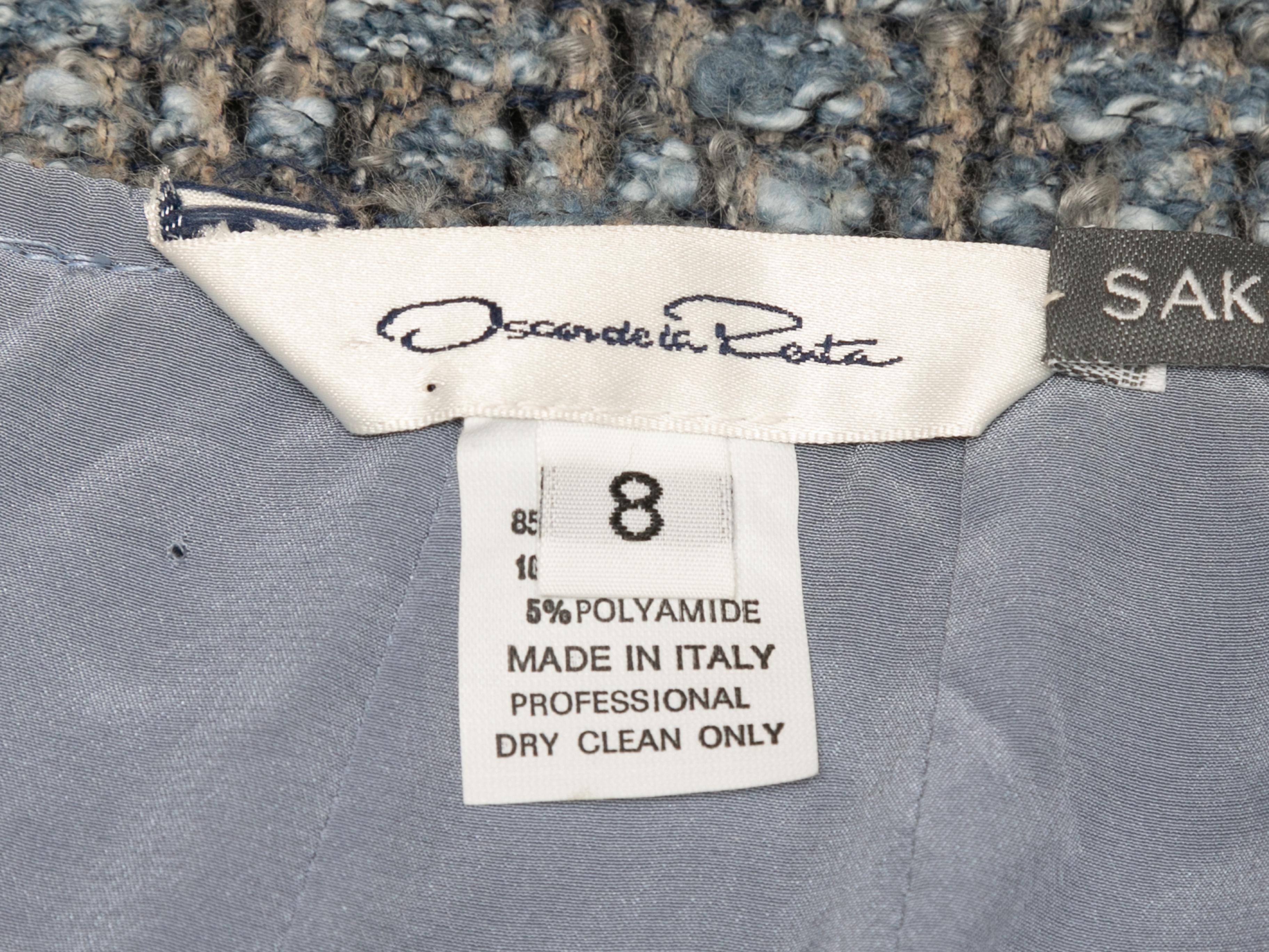 Light Blue & Grey Oscar de la Renta Wool & Cashmere Skirt Suit For Sale 4