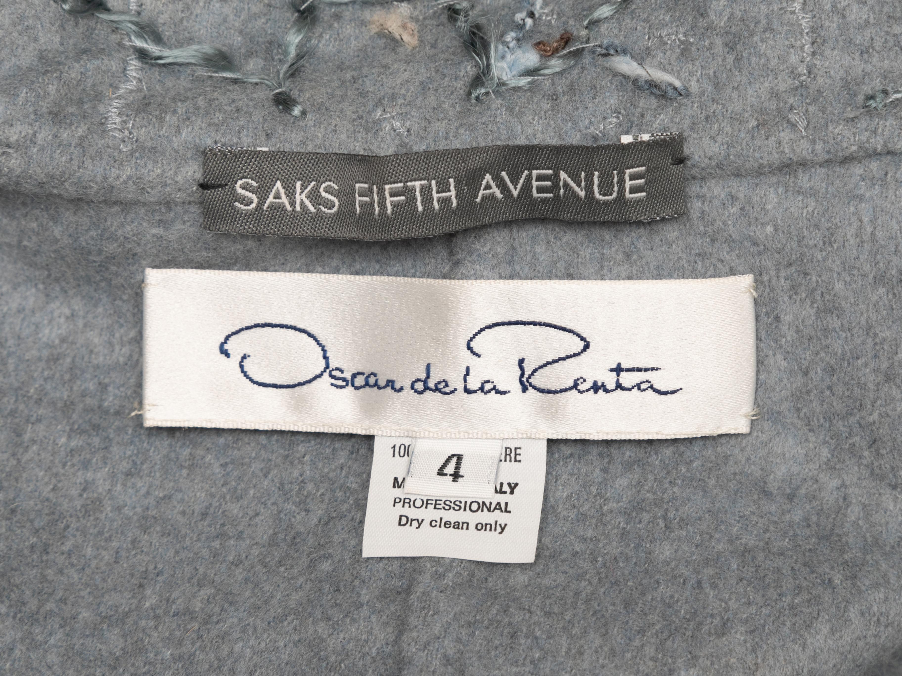 Light Blue & Grey Oscar de la Renta Wool & Cashmere Skirt Suit For Sale 4