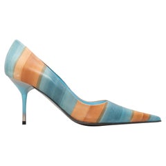 Pumps a punta a strisce blu e arancione di Dante taglia 38