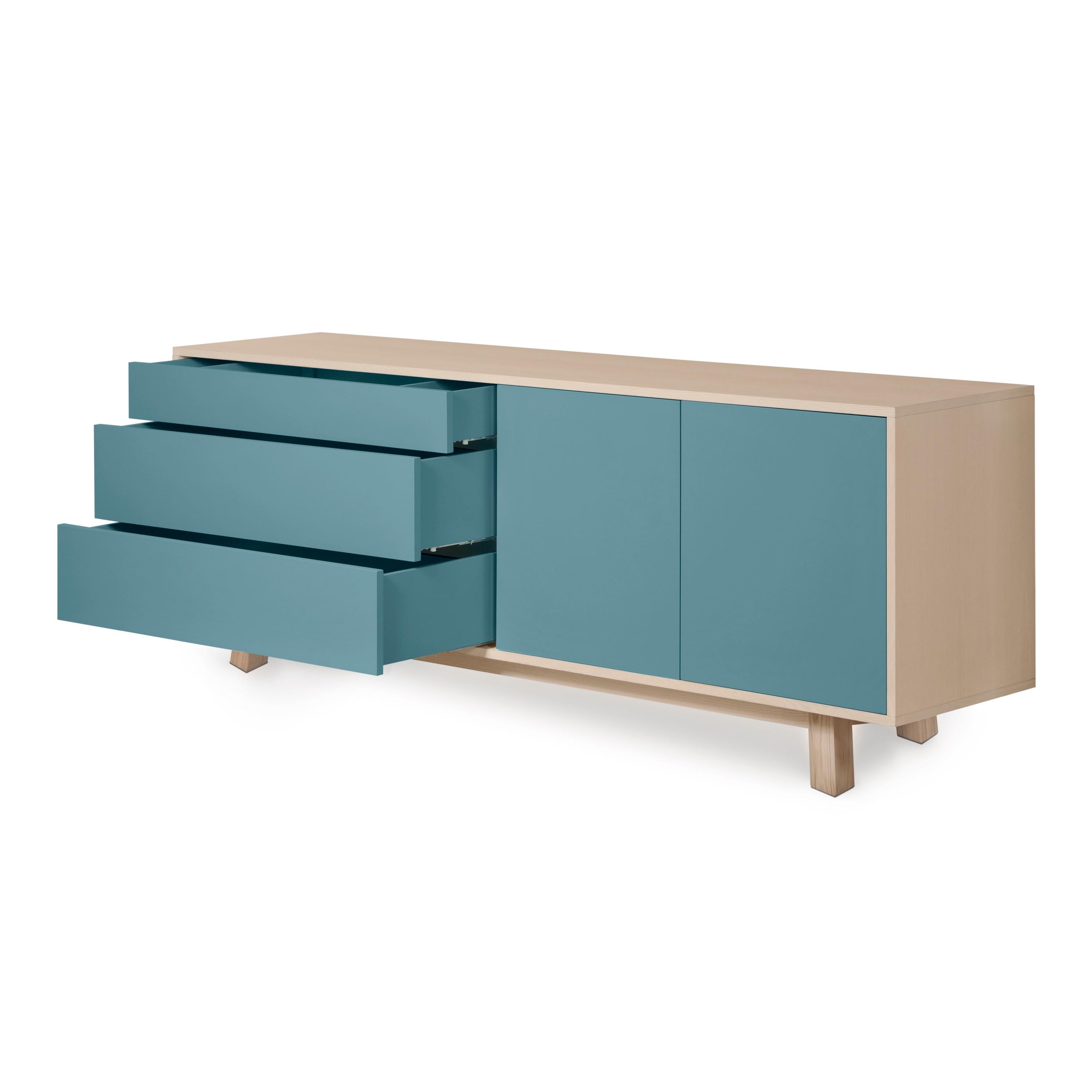 Lacquered Light Blue sideboard, scandinavian design Eric Gizard, Paris + 10 other colours For Sale