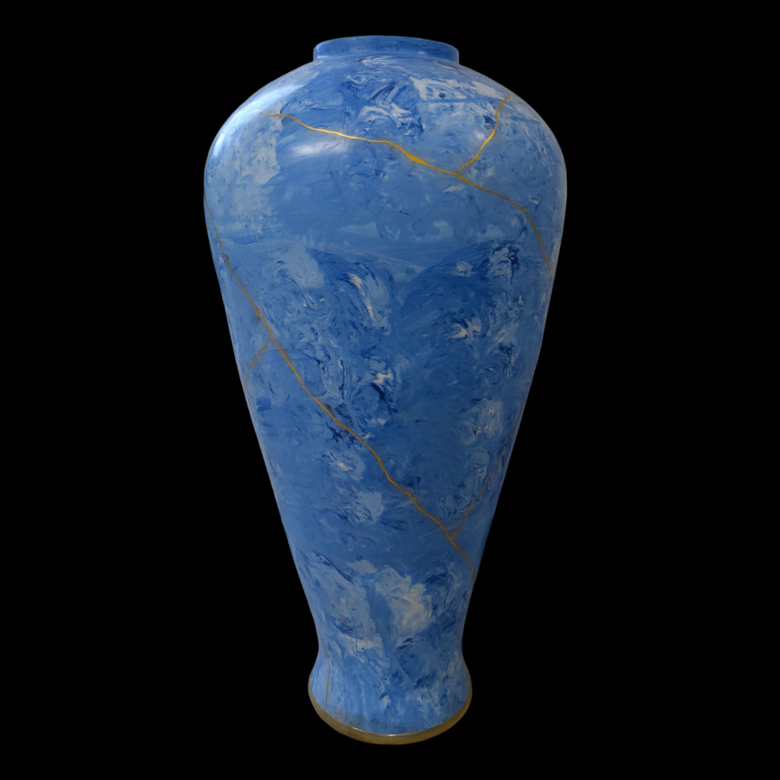 Vasetti da tè in ceramica di marmo azzurro e kintsugi oro In condizioni Nuovo in vendita a MEAUX, FR