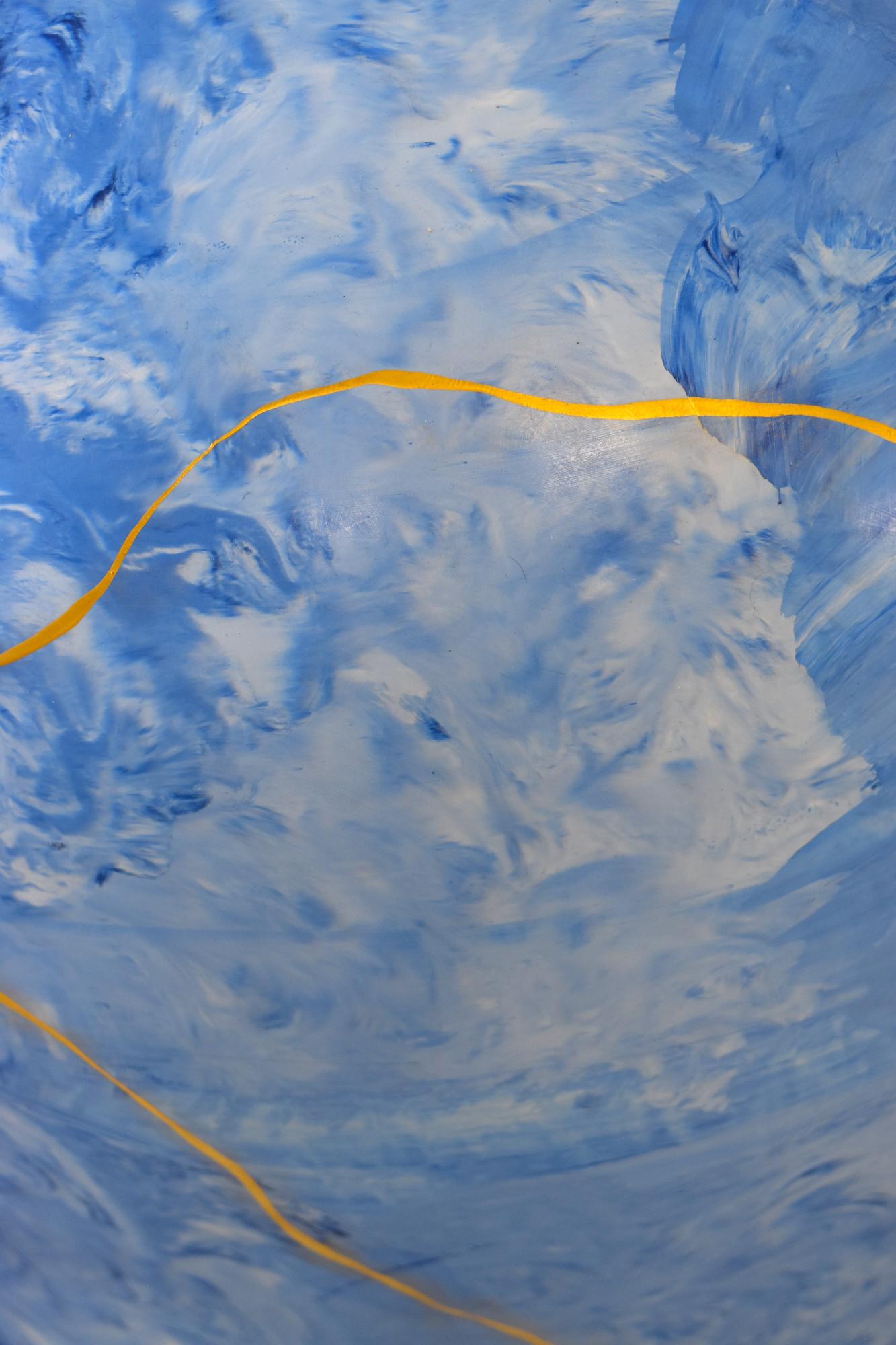 XXI secolo e contemporaneo Vasetti da tè in ceramica di marmo azzurro e kintsugi oro in vendita