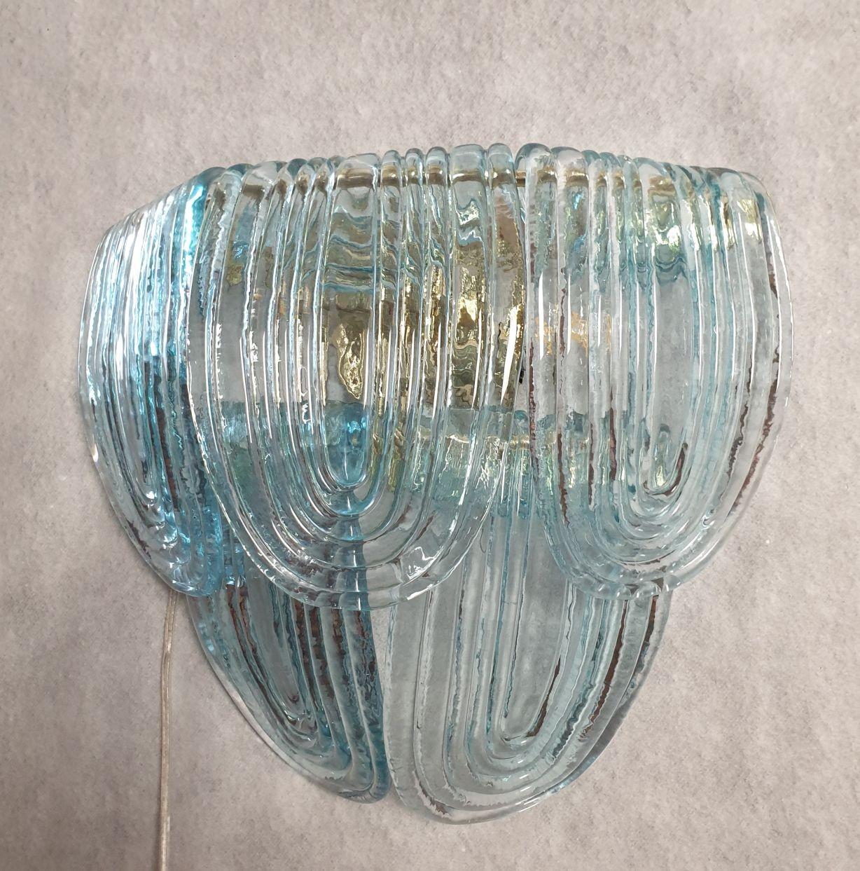 Light blue Murano glass sconces - a pair In Excellent Condition For Sale In Dallas, TX