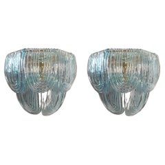 Vintage Light blue Murano glass sconces - a pair