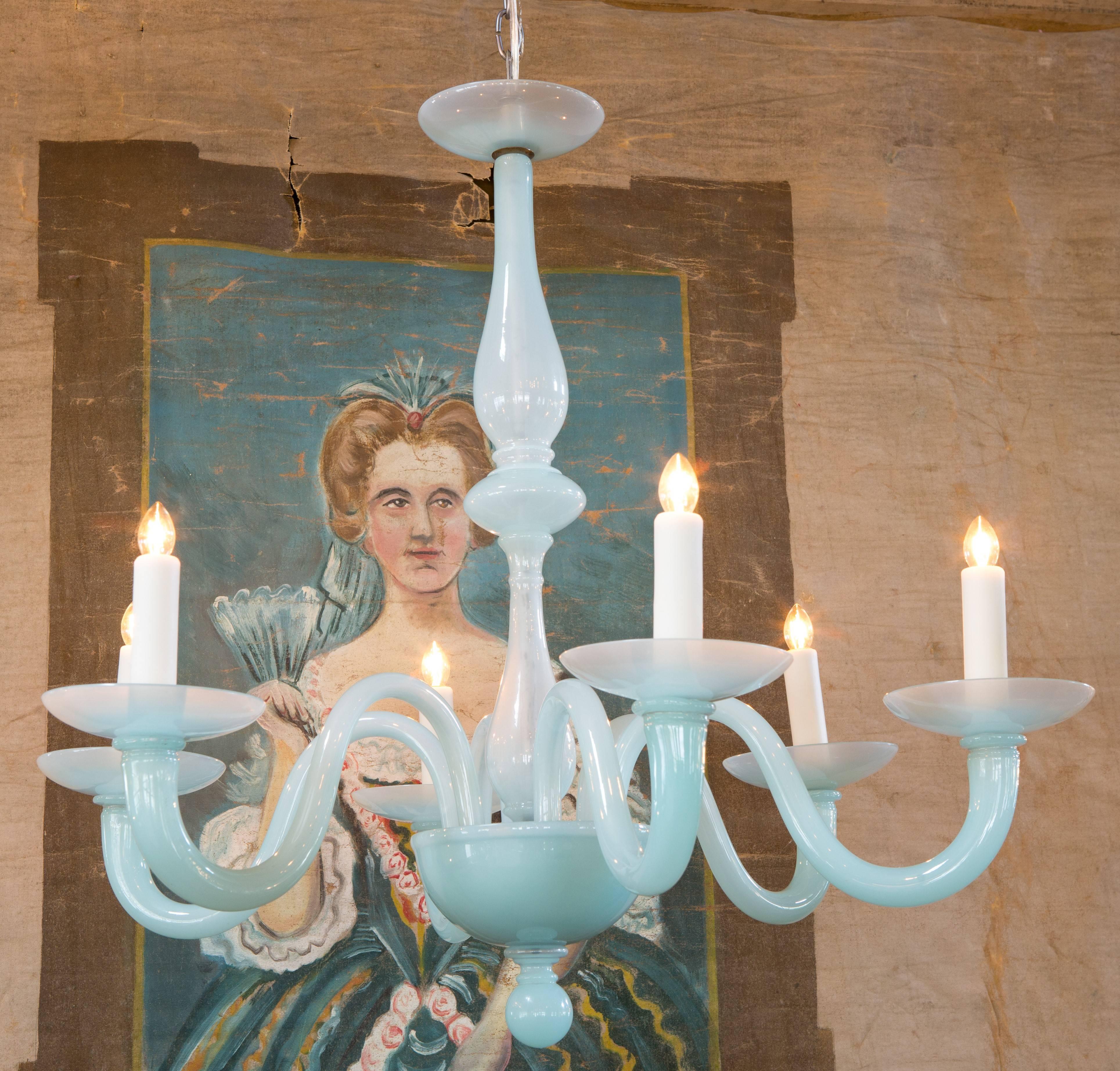 Verre brun Lustre en verre de lait bleu clair