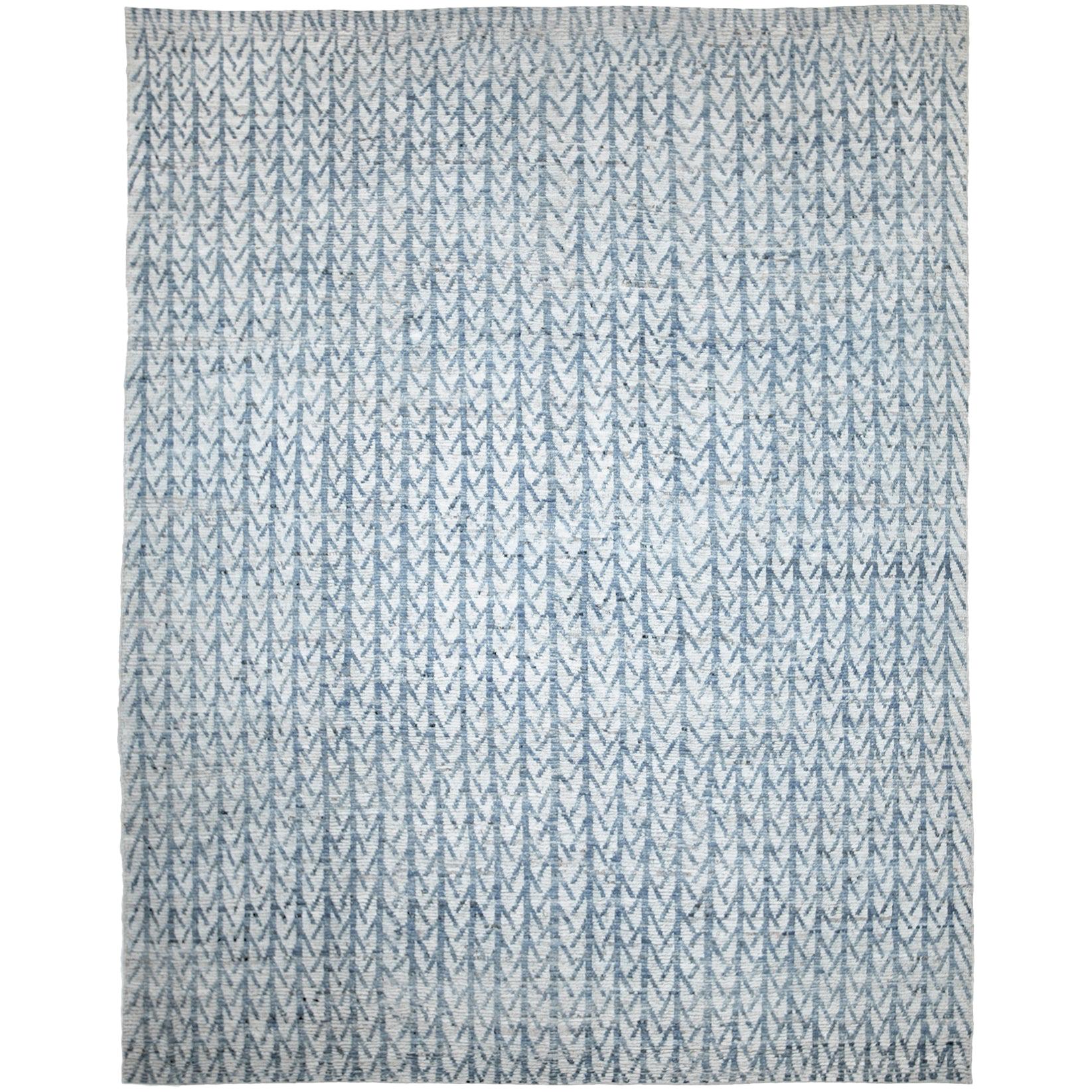 Nazmiyal Collection Light Blue Modern Moroccan Style Rug. Size 9 ft x 11 ft 4 in