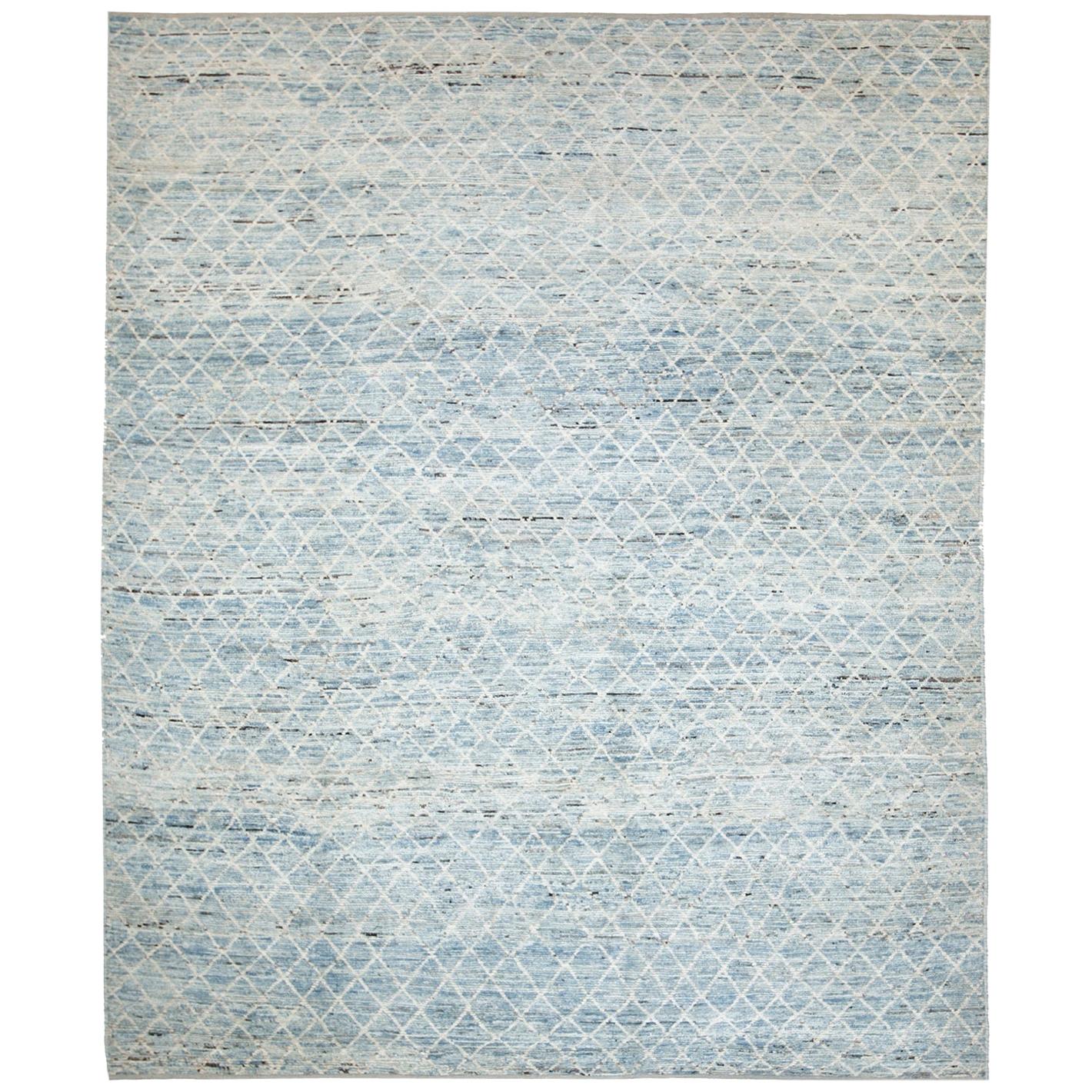 Light Blue Modern Moroccan Style Rug. Size: 8 ft 4 in x 10 ft