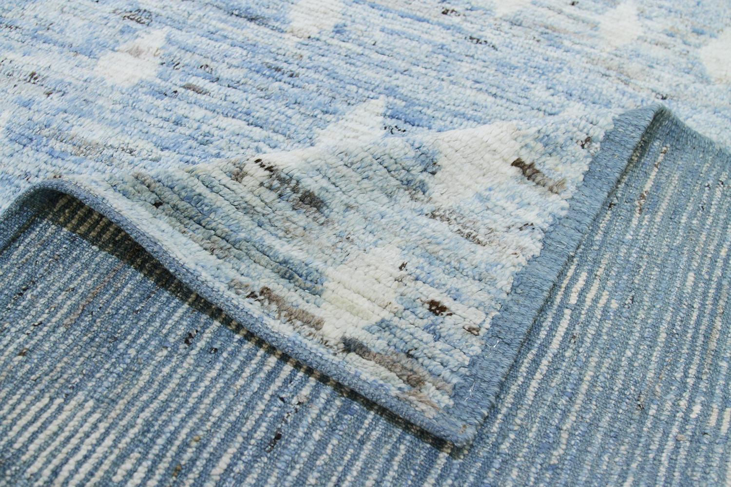 Light Blue Modern Moroccan Style Rug. Size: 9 ft 4 in x 11 ft 5 in In New Condition In New York, NY