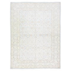 Light Blue Modern Persian Tabriz Style Handmade Floral Wool Rug