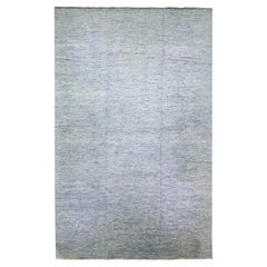 Light Blue Modern Savannah Handmade Geometric Oversize Wool Rug