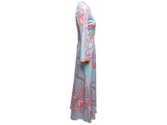 Light Blue & Multicolor Emilio Pucci Abstract Print Long Sleeve Dress Size US 10