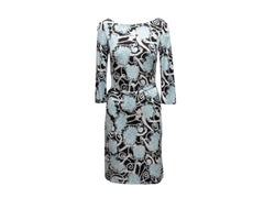 Light Blue & Multicolor Prada 2016 Bird Print Dress Size IT 42
