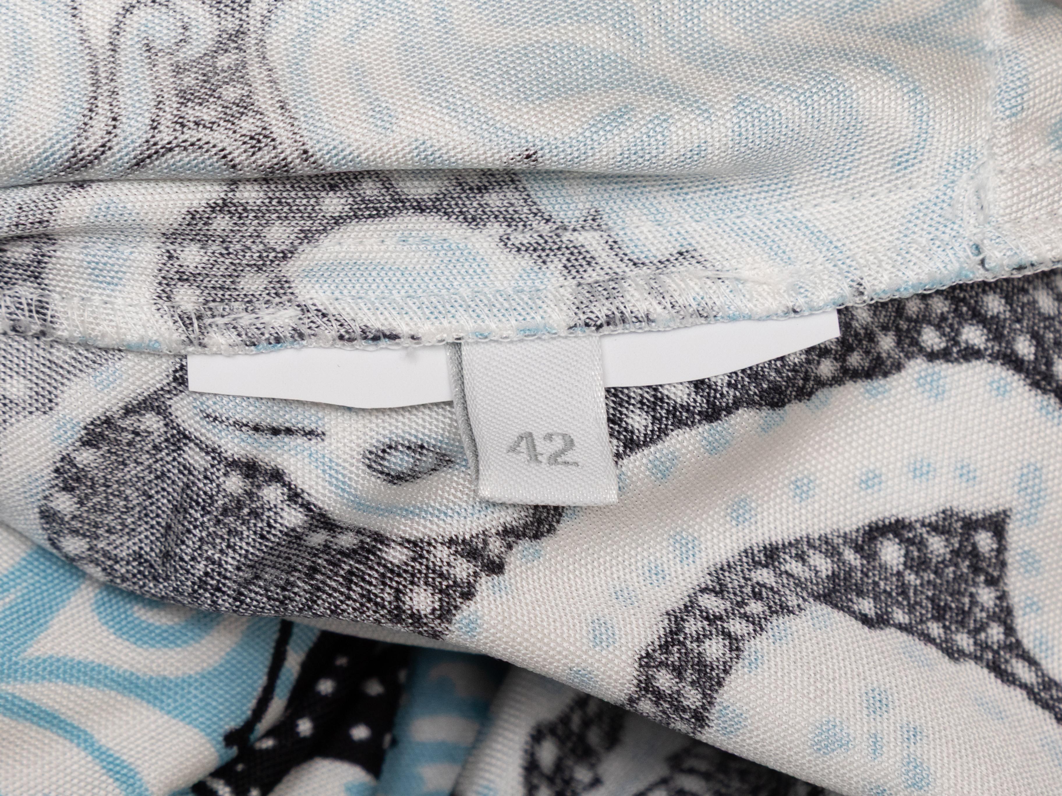 Robe à imprimé oiseaux bleu clair et multicolore Prada 2016 Taille IT 42 en vente 1