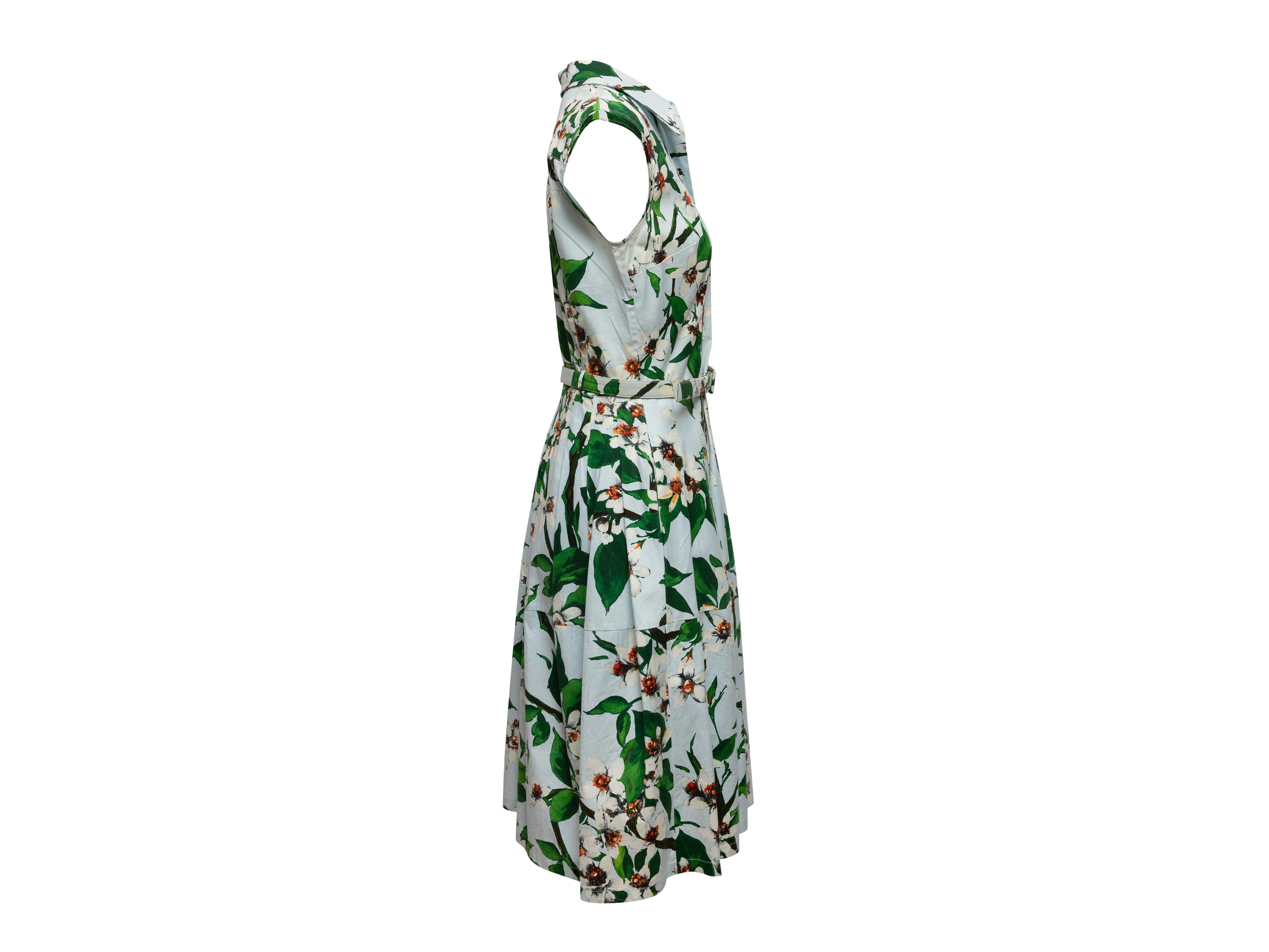Light Blue and Multicolor Samantha Sung Floral Print Dress For