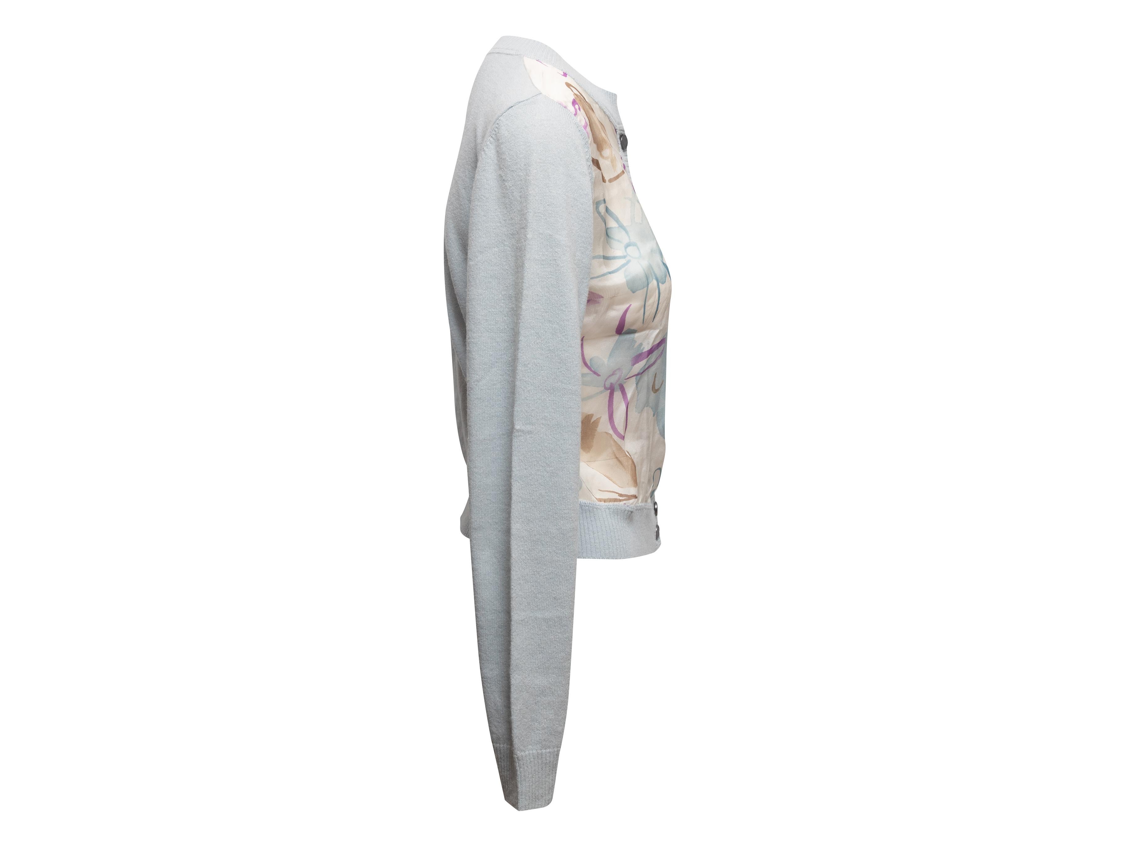 Hellblau & Multicolor Valentino Wolle-Mischung Floral Cardigan Größe US S im Angebot 1