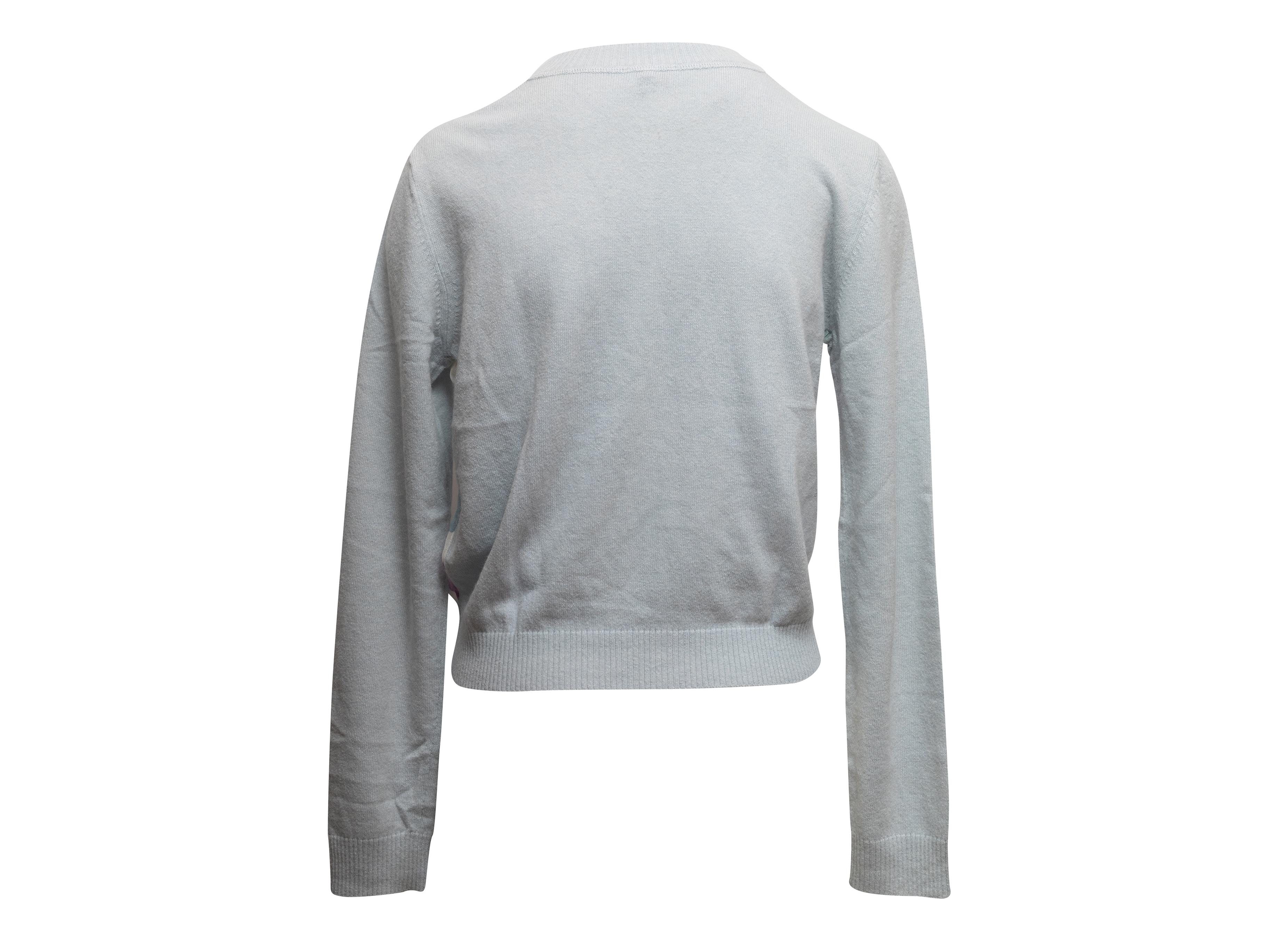 Hellblau & Multicolor Valentino Wolle-Mischung Floral Cardigan Größe US S im Angebot 2