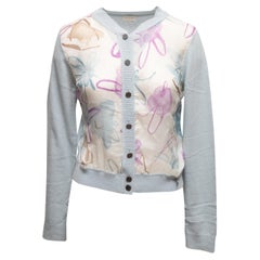 Light Blue & Multicolor Valentino Wool-Blend Floral Cardigan Size US S
