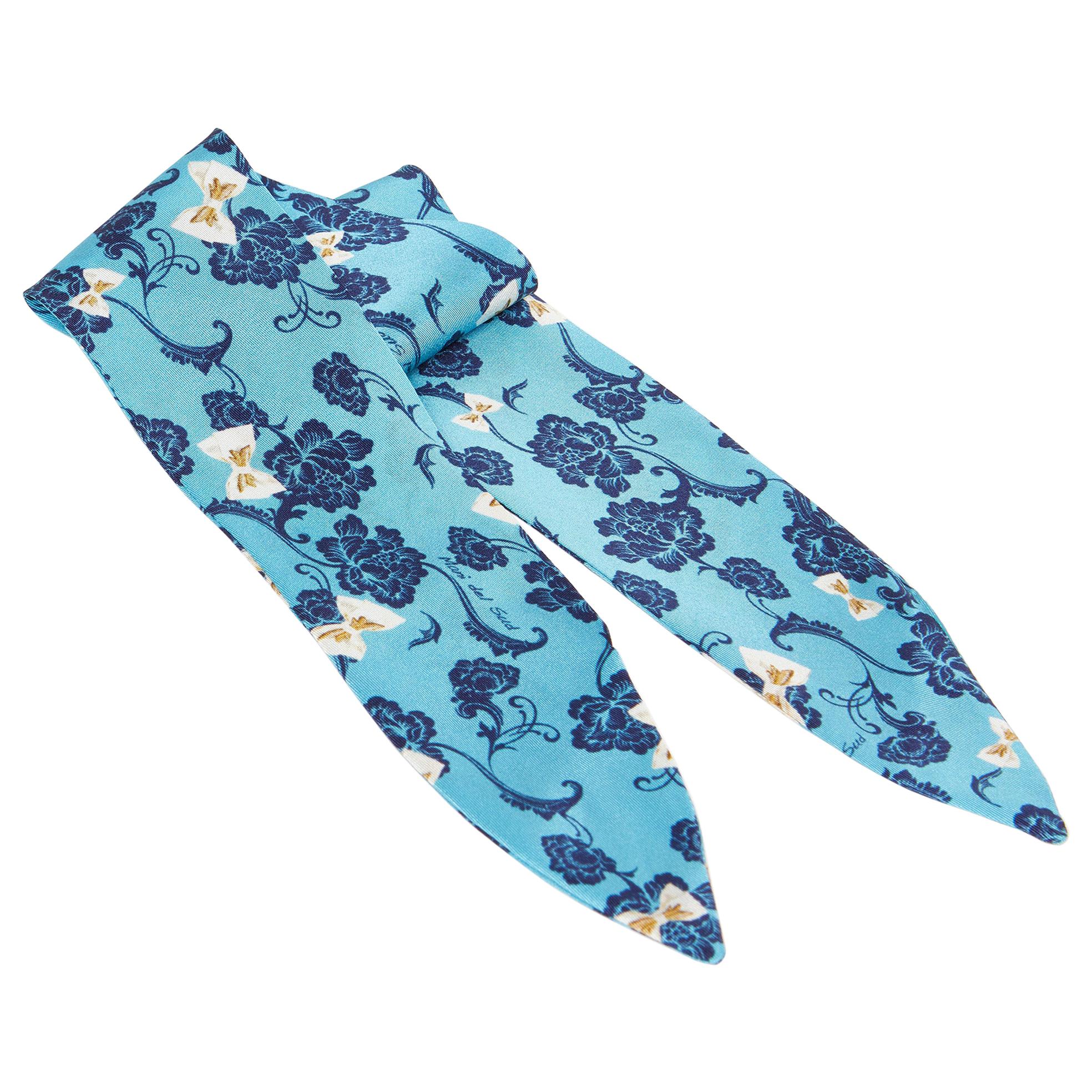 Light blue multicoloured silk scarf NWOT