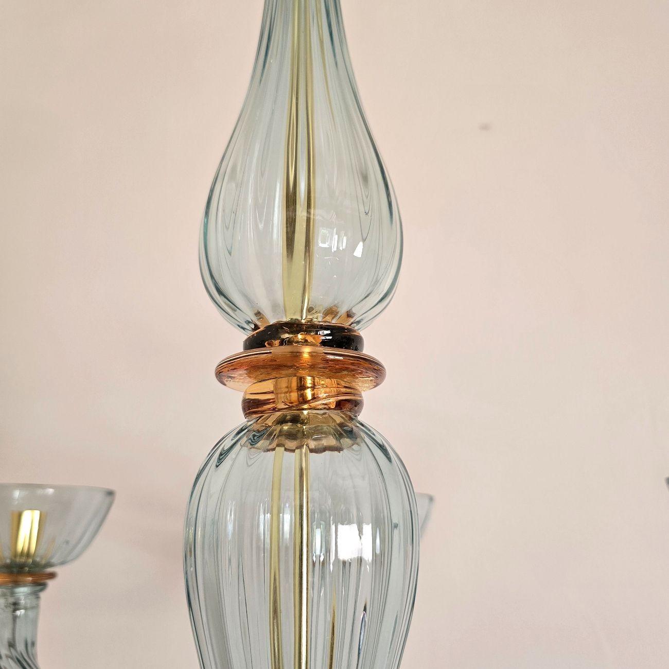 Lampadario in vetro di Murano azzurro anni '80 in vendita 3