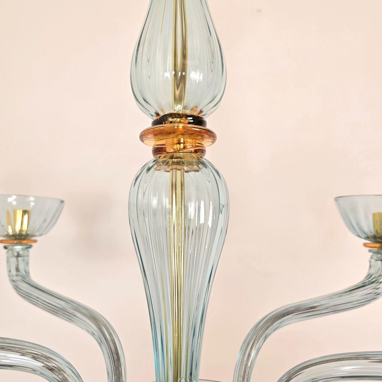 Lampadario in vetro di Murano azzurro anni '80 in vendita 2