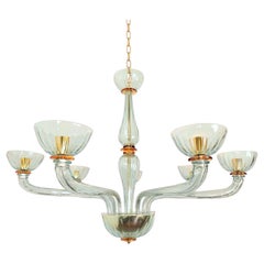 Light Blue Murano glass chandelier 1980s