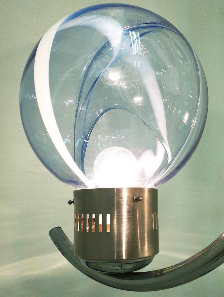 Postmodern Light Blue Murano Glass Mod "Membrana" by Toni Zuccheri