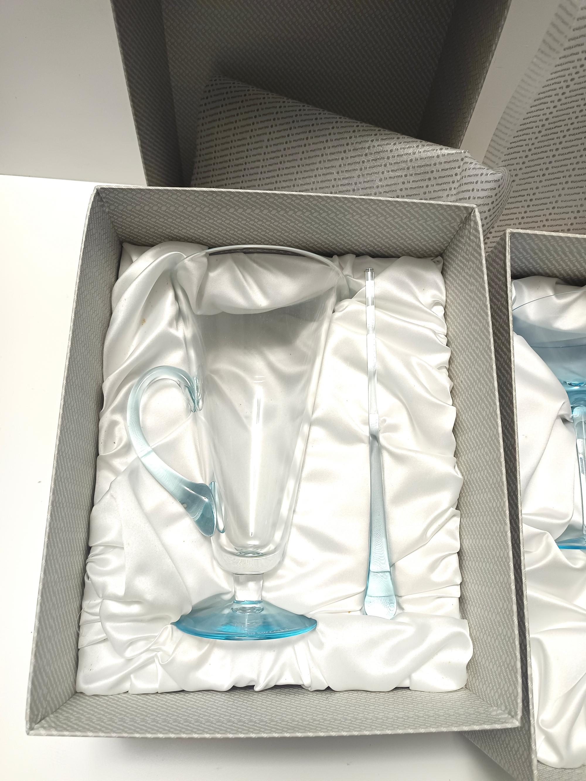 Postmoderno Set da cocktail in vetro di Murano azzurro con 6 bicchieri e una caraffa di La Murrina in vendita