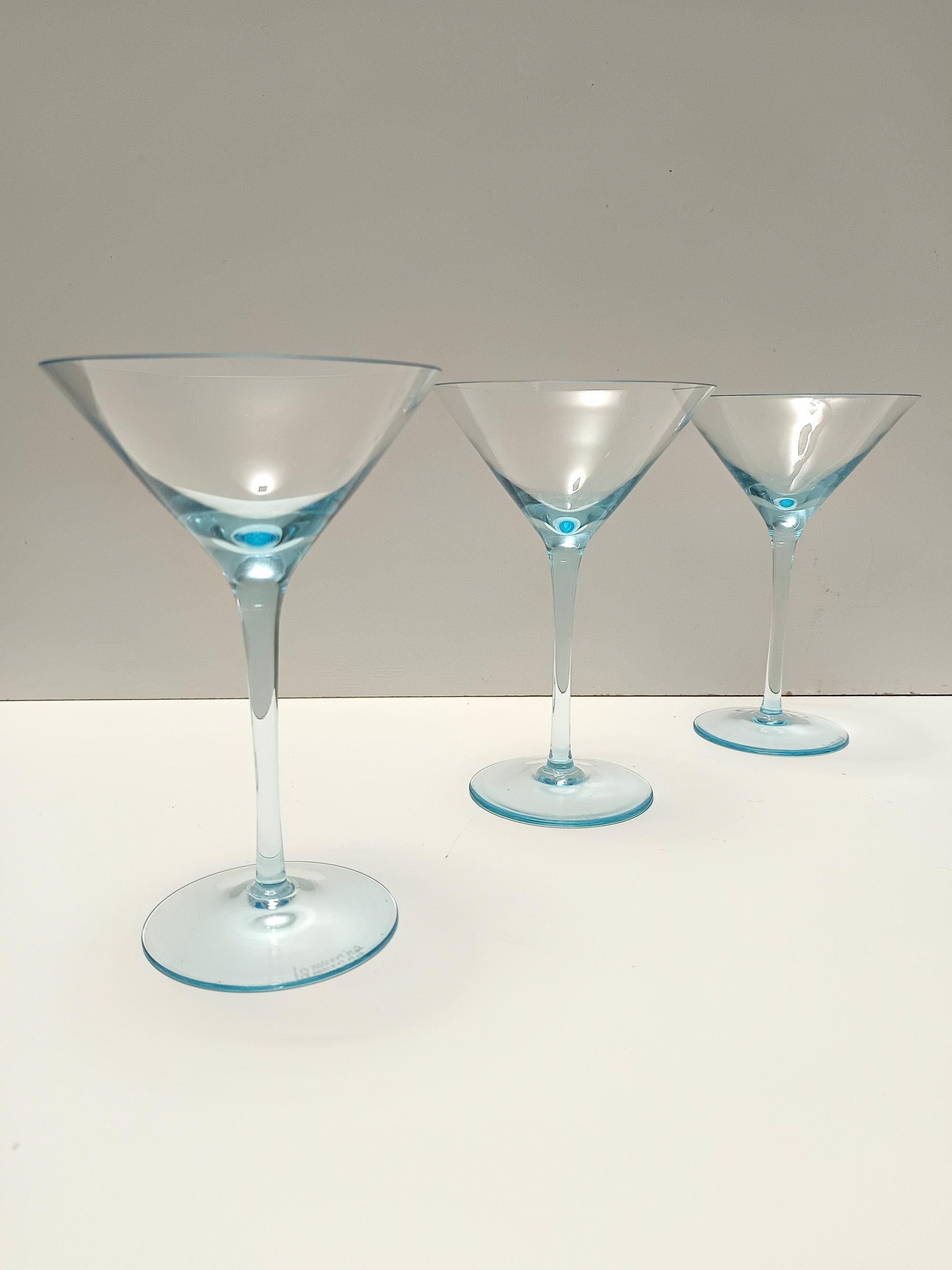 Set da cocktail in vetro di Murano azzurro con 6 bicchieri e una caraffa di La Murrina In condizioni ottime in vendita a Bresso, Lombardy