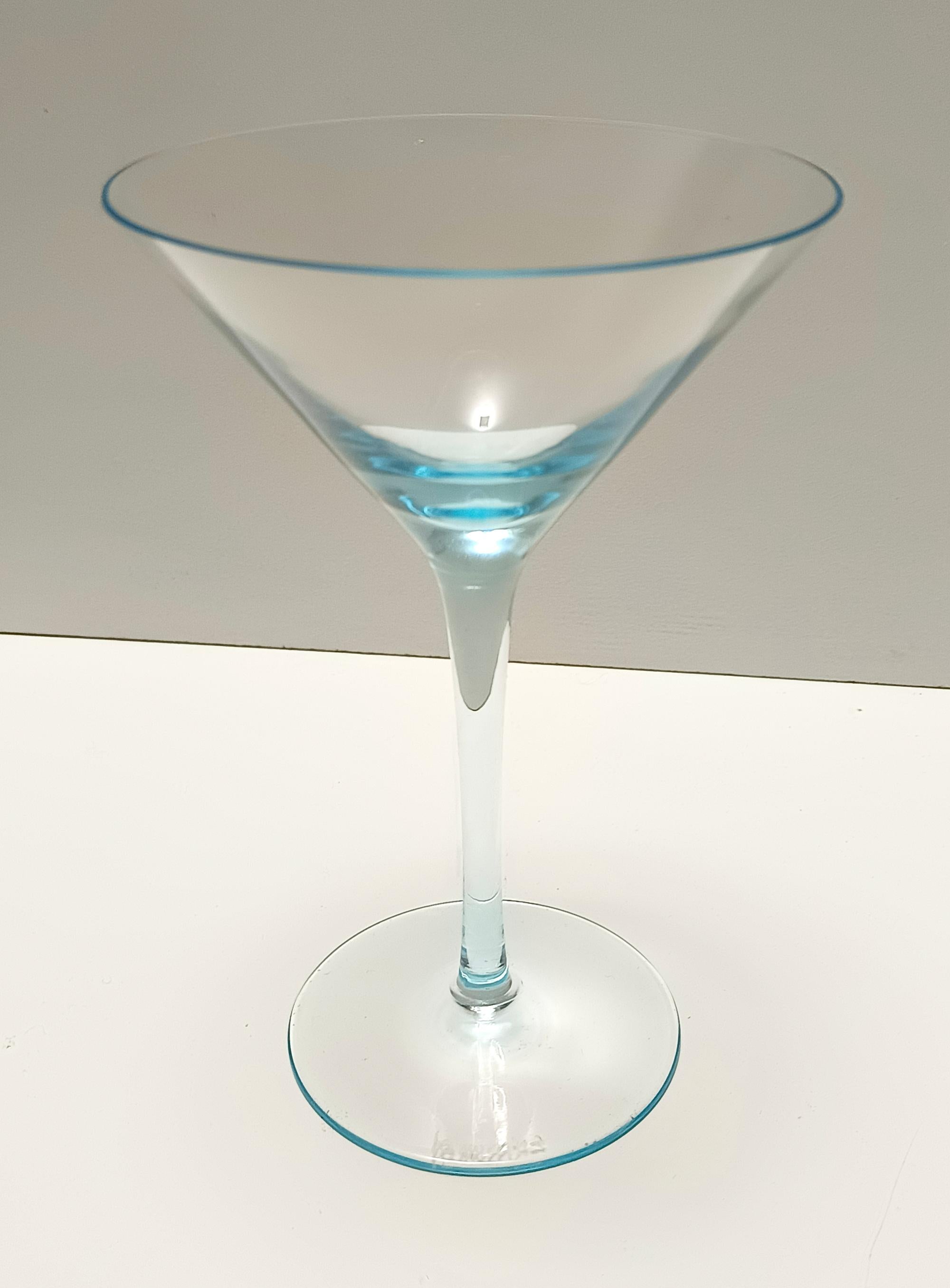 Fine XX secolo Set da cocktail in vetro di Murano azzurro con 6 bicchieri e una caraffa di La Murrina in vendita