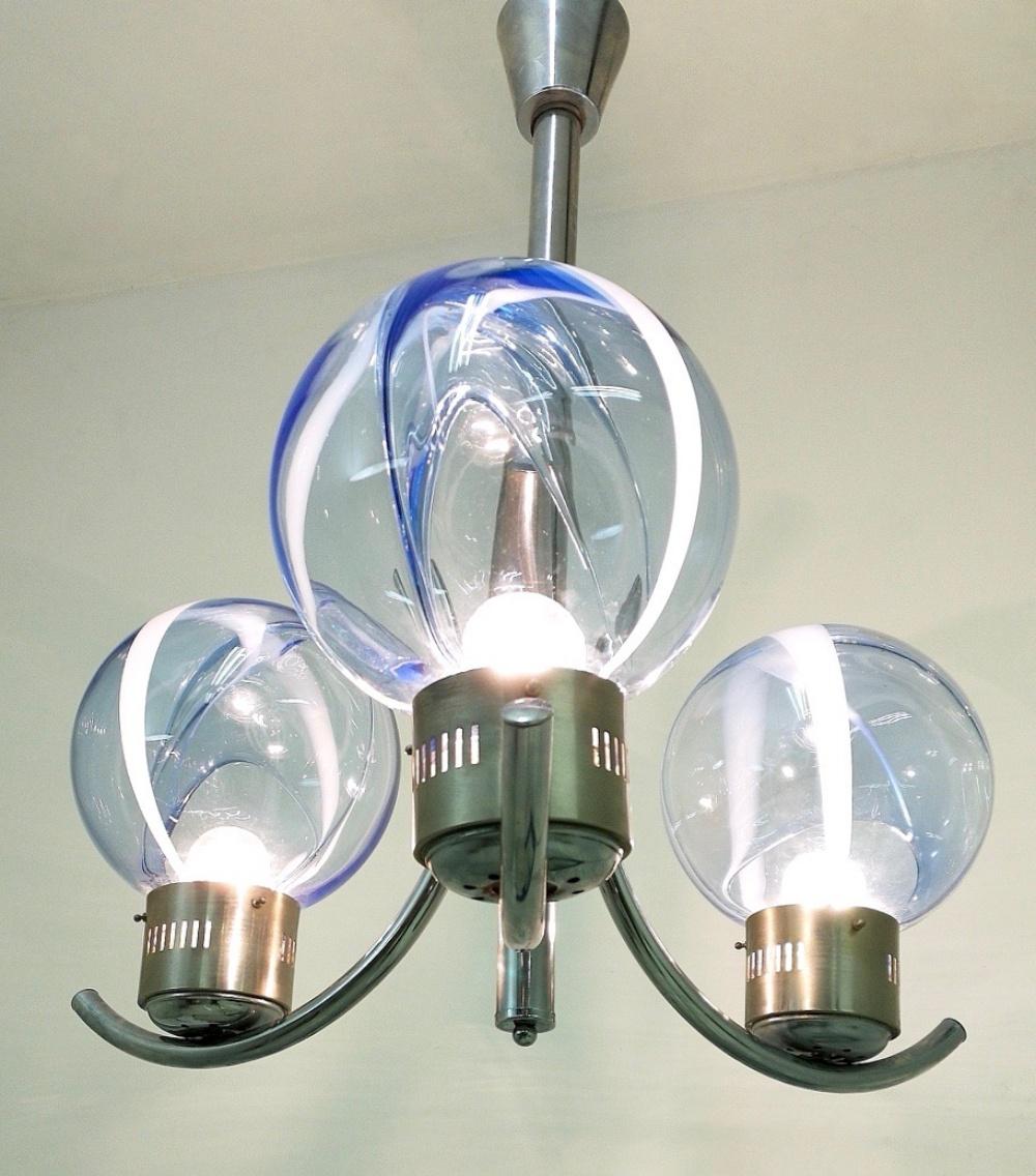 Lámpara de cristal de Murano azul claro Mod 