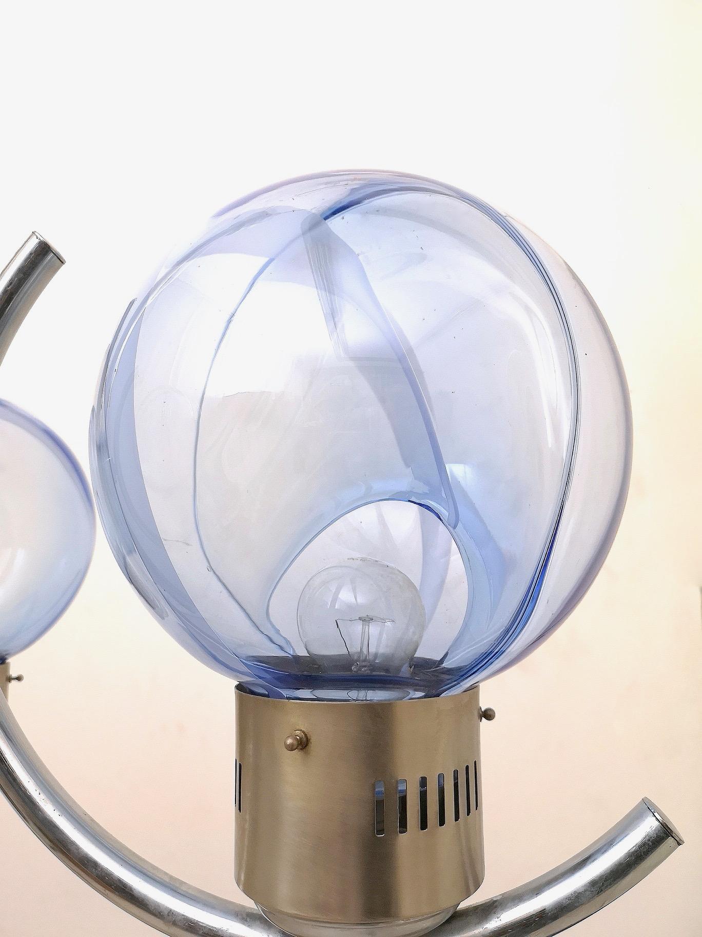 Lámpara de cristal de Murano azul claro Mod 