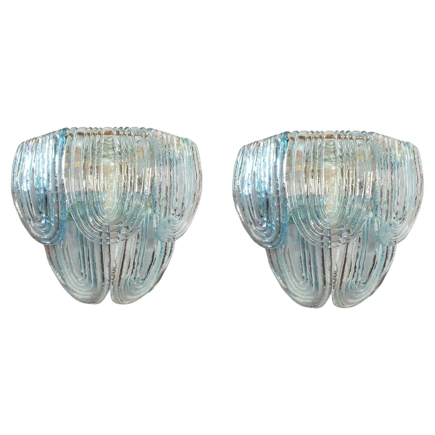 Light blue Murano glass sconces - a pair