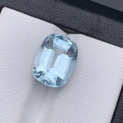 Colgante Anillo Aguamarina Natural Azul Claro Gema Suelta Corte Cojín 5.80 Quilates