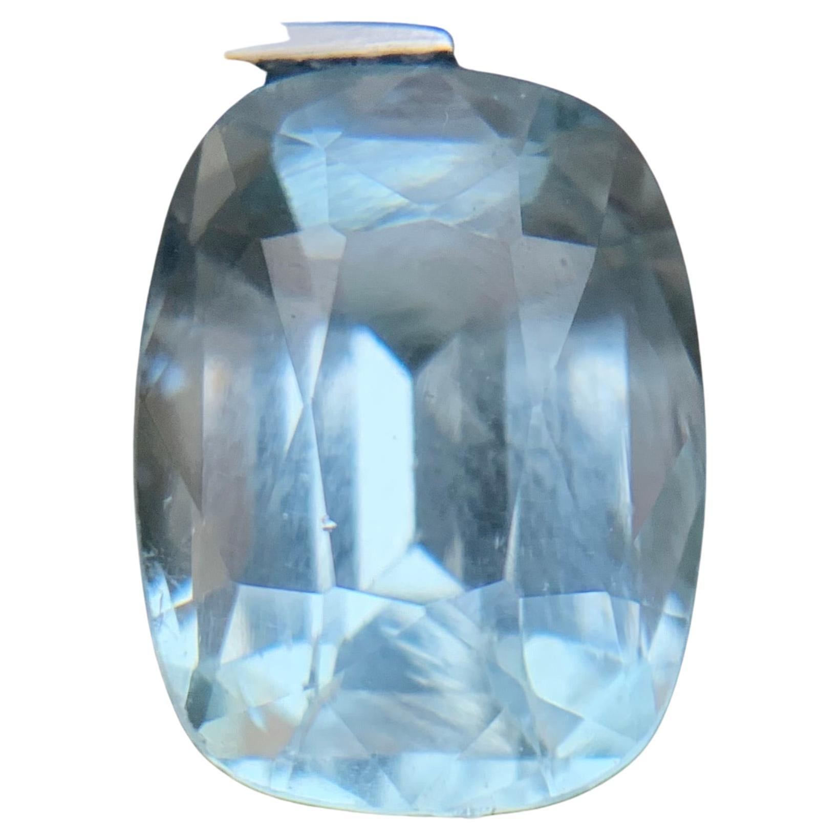 Bague pendentif aigue-marine naturelle bleu clair, pierre précieuse non sertie de 5,80 carats taille coussin en vente