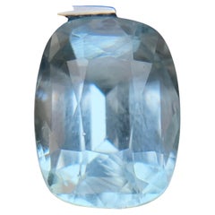 Colgante Anillo Aguamarina Natural Azul Claro Gema Suelta Corte Cojín 5.80 Quilates
