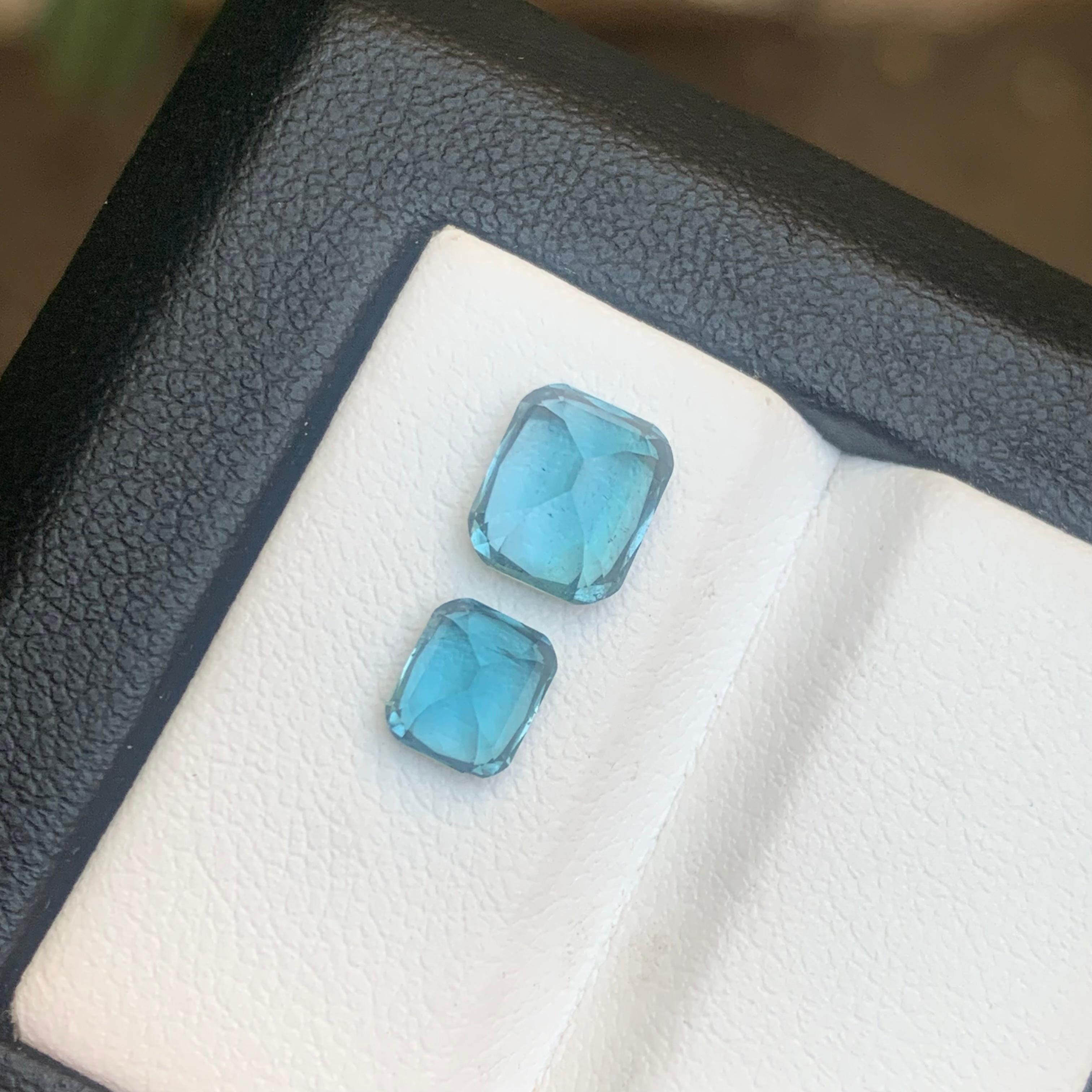Bague et pendentif en tourmaline naturelle bleu clair, pierres précieuses non serties 2,70 carats taille coussin Neuf - En vente à Peshawar, PK
