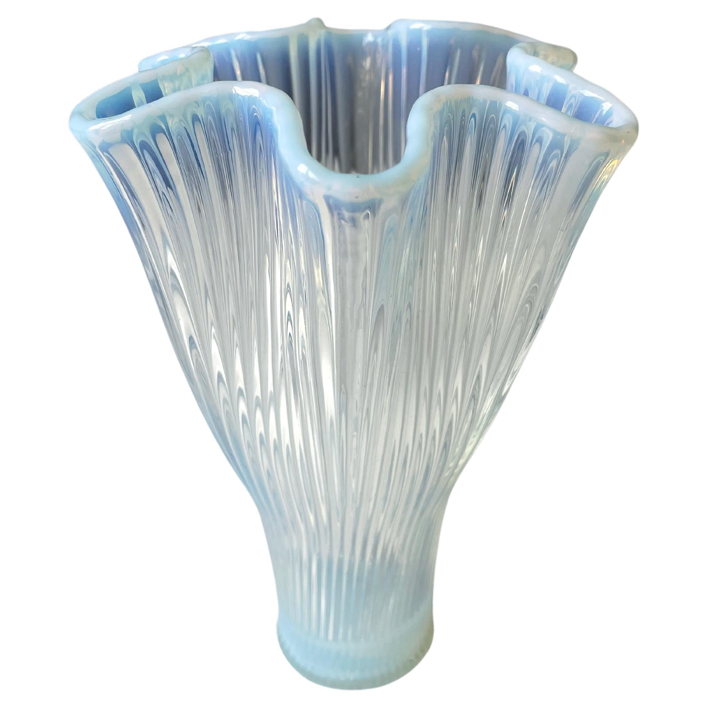Light Blue Opalescent Glass Vase by Arthur Percy for Gullaskruf, 1952