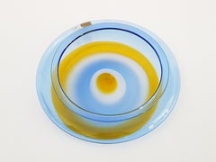 Light Blue and Orange 1960s Matching Plate by Gian Maria Potenza for La Murrina