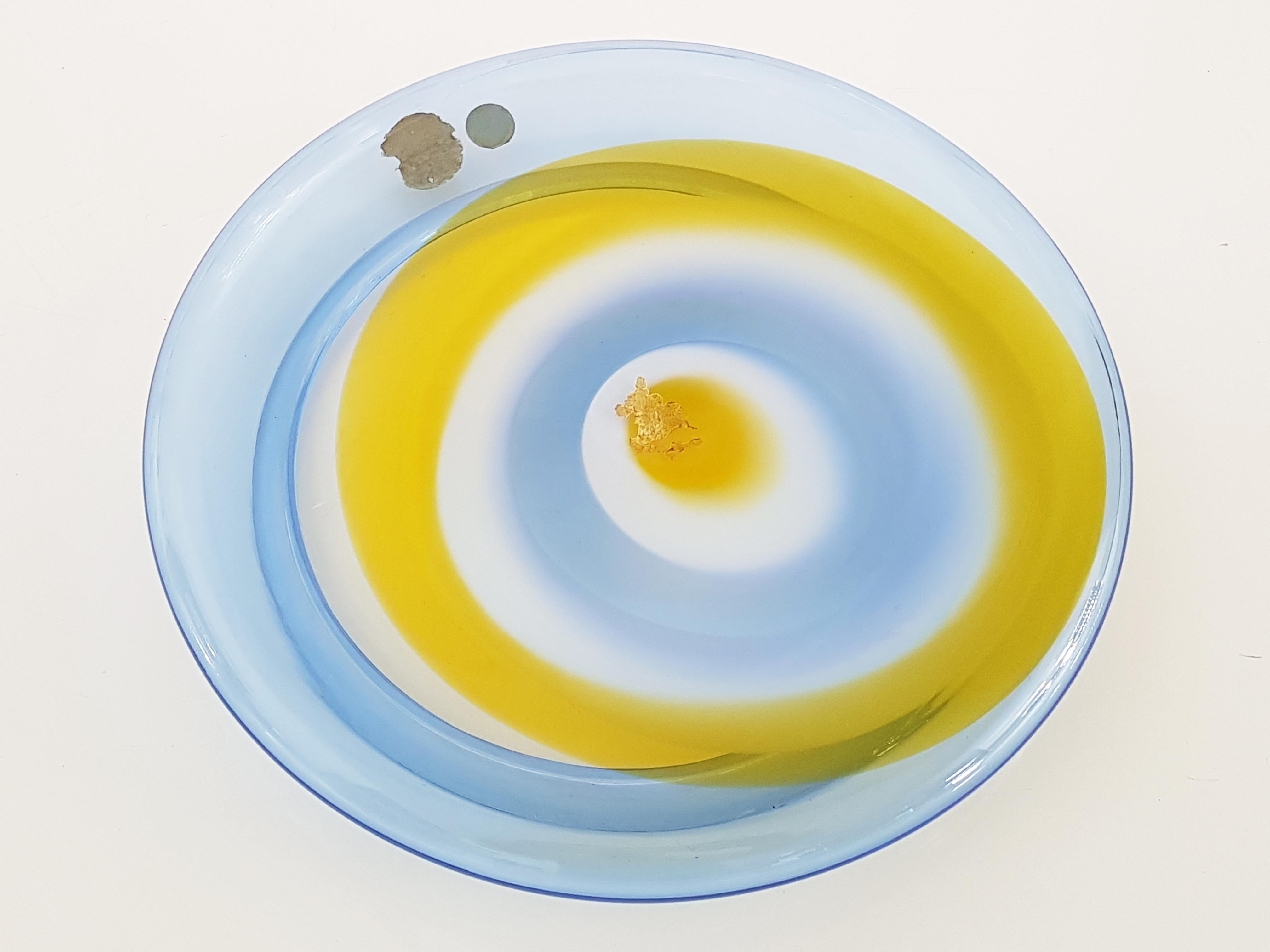 Space Age Light Blue and Orange 1960s Matching Plate by Gian Maria Potenza for La Murrina