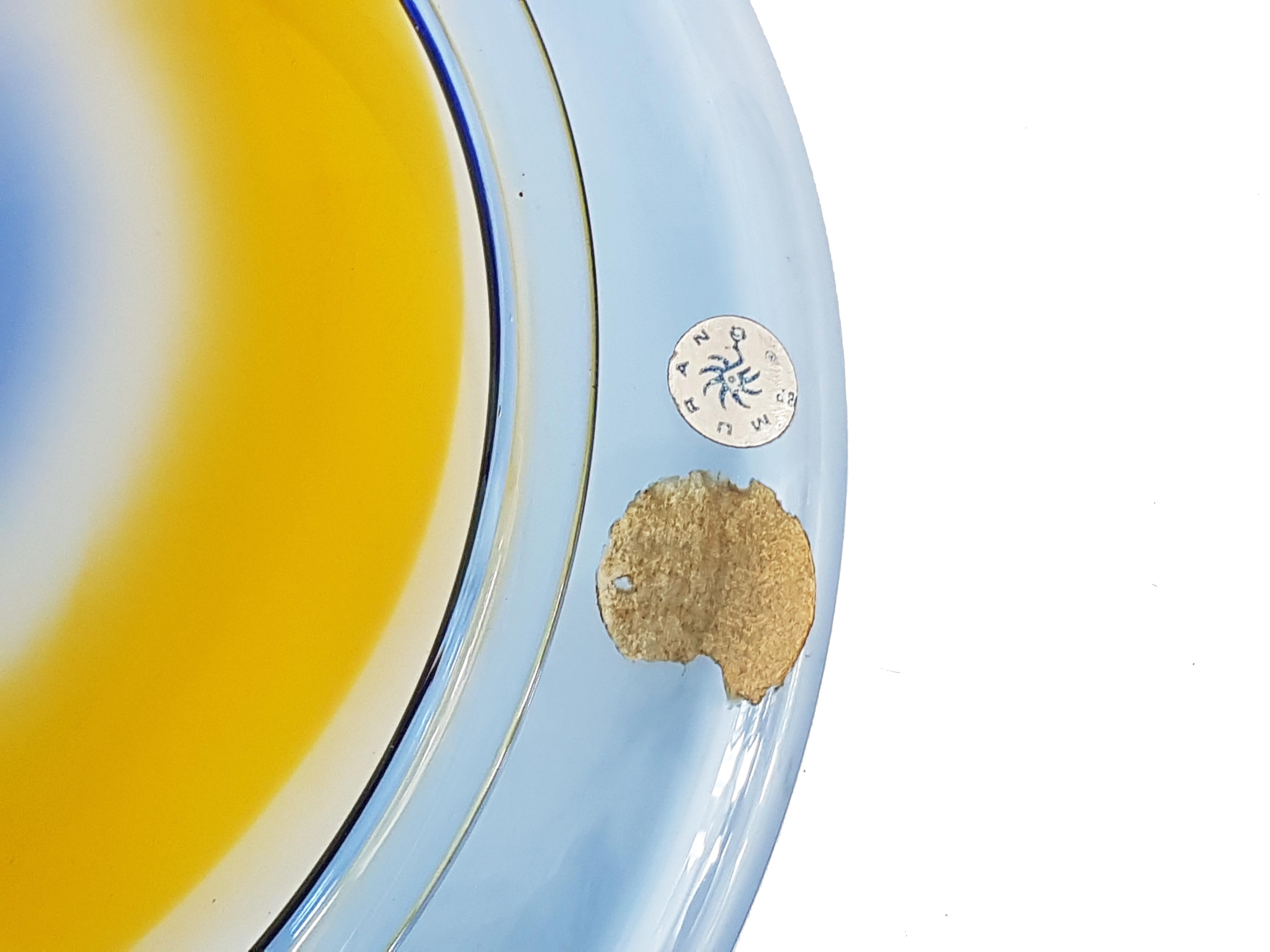 Italian Light Blue and Orange 1960s Matching Plate by Gian Maria Potenza for La Murrina